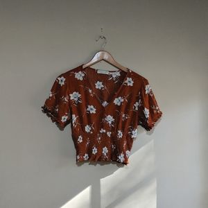 NWOT Paper Crane Burnt Orange Floral Top
